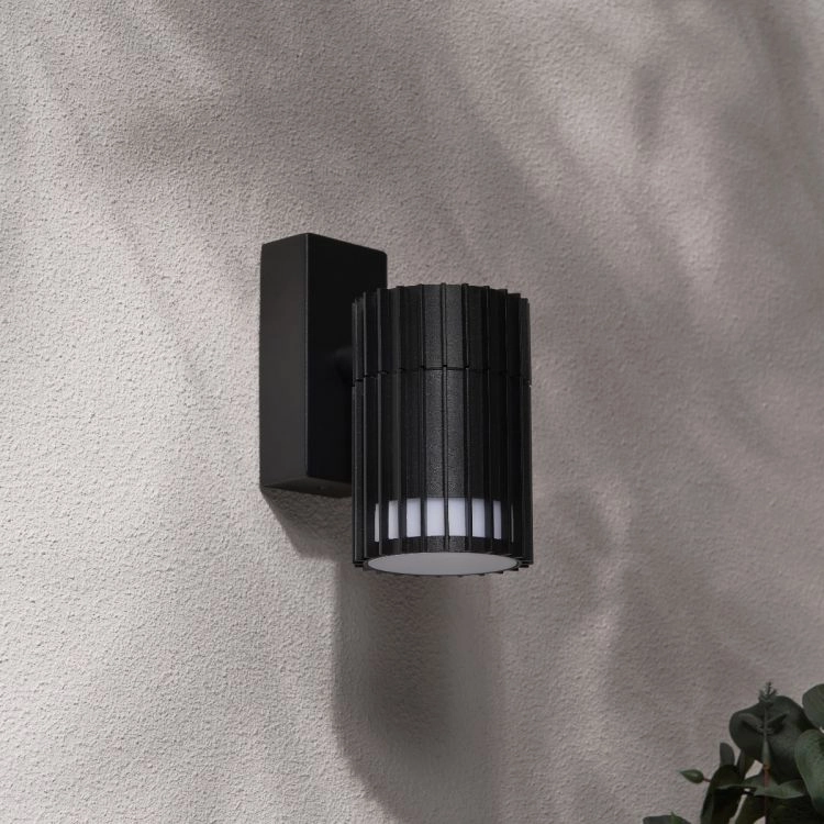 CGC LILLY Black Ribbed Down Outdoor Wall Light IP65