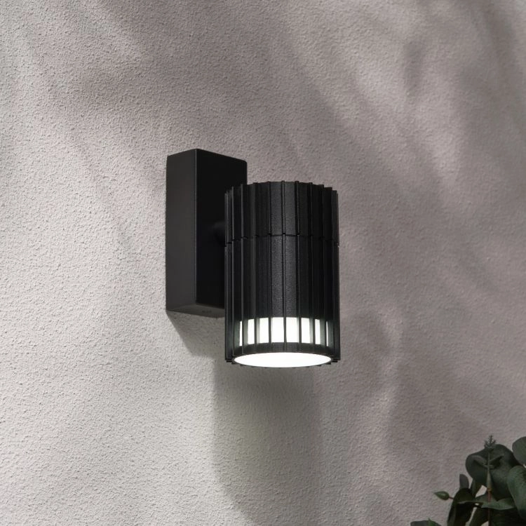 CGC LILLY Black Ribbed Down Outdoor Wall Light IP65Outdoor wall sconces with motion sensor