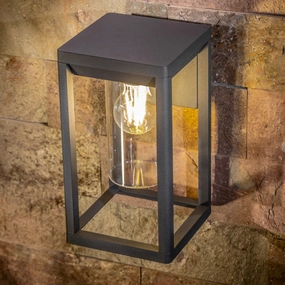 CGC MADDISON Anthracite Grey E27 Outdoor Wall Light Lantern Clear Diffuser IP54Outdoor wall sconces with motion sensor