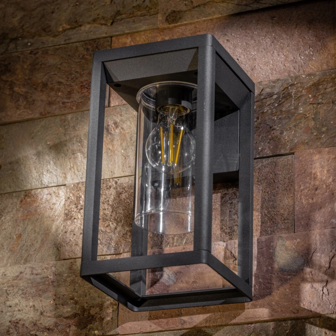 CGC MADDISON Anthracite Grey E27 Outdoor Wall Light Lantern Clear Diffuser IP54