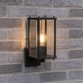CGC MARIN Black Outdoor Wall Lantern Clear Bevelled Glass Diffuser Up IP44Outdoor wall sconces with motion sensor