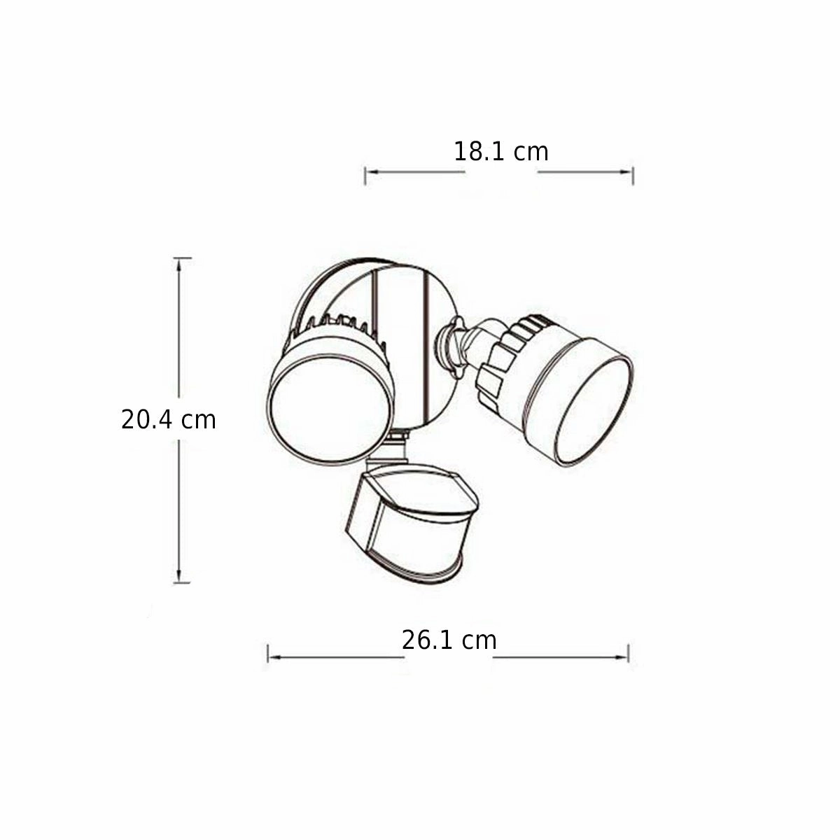 CGC MARTHA Black Twin Wide LED Outdoor Floodlight with sensor