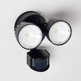 CGC MARTHA Black Twin Wide LED Outdoor Floodlight with sensorWeatherproof outdoor lighting