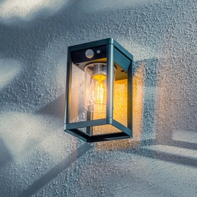 CGC MASE Anthracite Grey Solar Outdoor Wall Light Lantern Motion Sensor IP54Motion activated driveway security lights