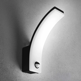 CGC MATEO Graphite Curved LED Wall Light with PIR Motion Sensor Full Opal Front DiffuserWeatherproof outdoor lighting