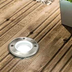 CGC MEADOW Four Round Large With Bulbs Stainless Steel Inground Or Decking LightsSolar deck post cap lights