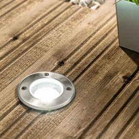 CGC MEADOW Round Large Single Stainless Steel Inground Or Decking LightsSolar deck post cap lights