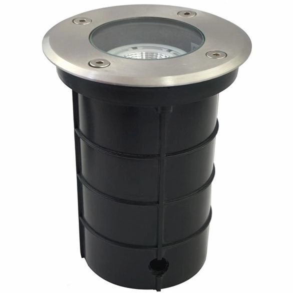 CGC MEADOW Two Round Large With Bulbs Stainless Steel Inground Or Decking Lights