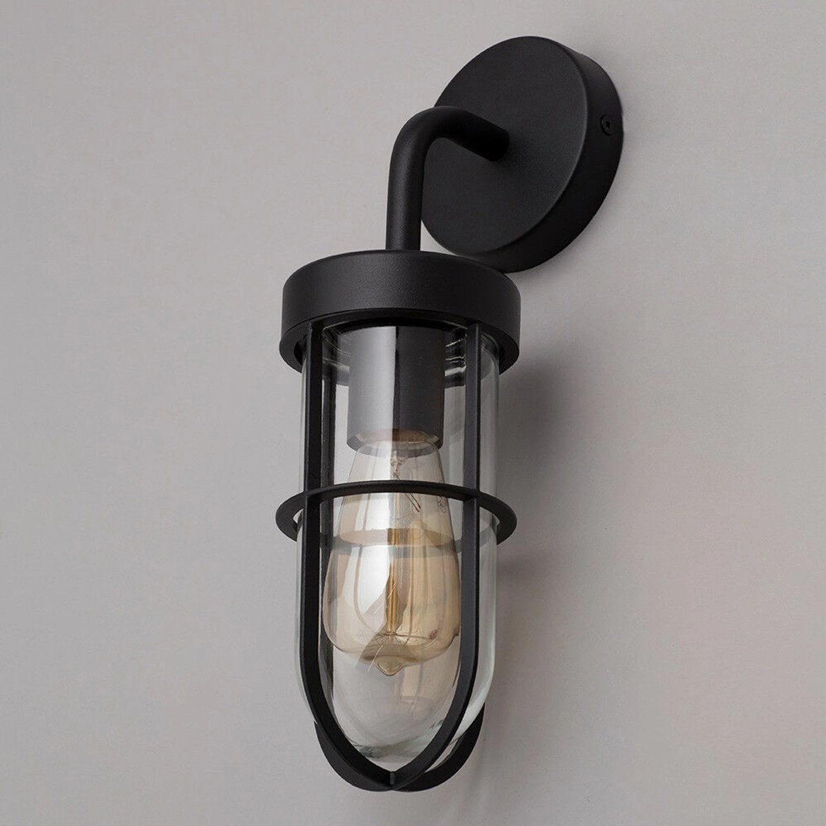 CGC MELODY Black Cage Curved Neck Outdoor Drop Light