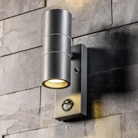 CGC MIA Dark Grey Stainless Steel GU10 Up and Down Outdoor Wall Light IP44 with PIR Motion SensorWeatherproof outdoor lighting