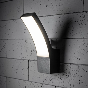 CGC MILLIE Black Curved LED Wall Light Diecast Aluminium Opal Diffuser 4000k IP54Outdoor wall sconces with motion sensor