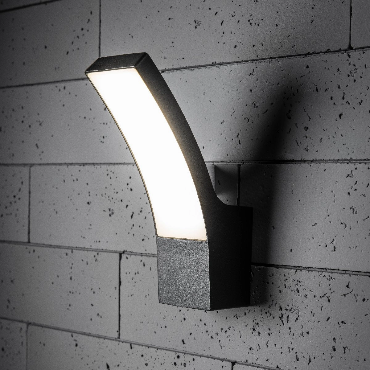 CGC MILLIE Black Curved LED Wall Light Diecast Aluminium Opal Diffuser 4000k IP54Outdoor wall sconces with motion sensor