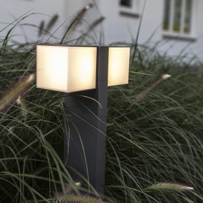 CGC MORGAN Dark Grey Double Cube LED Outdoor Post LightDecorative outdoor post lights