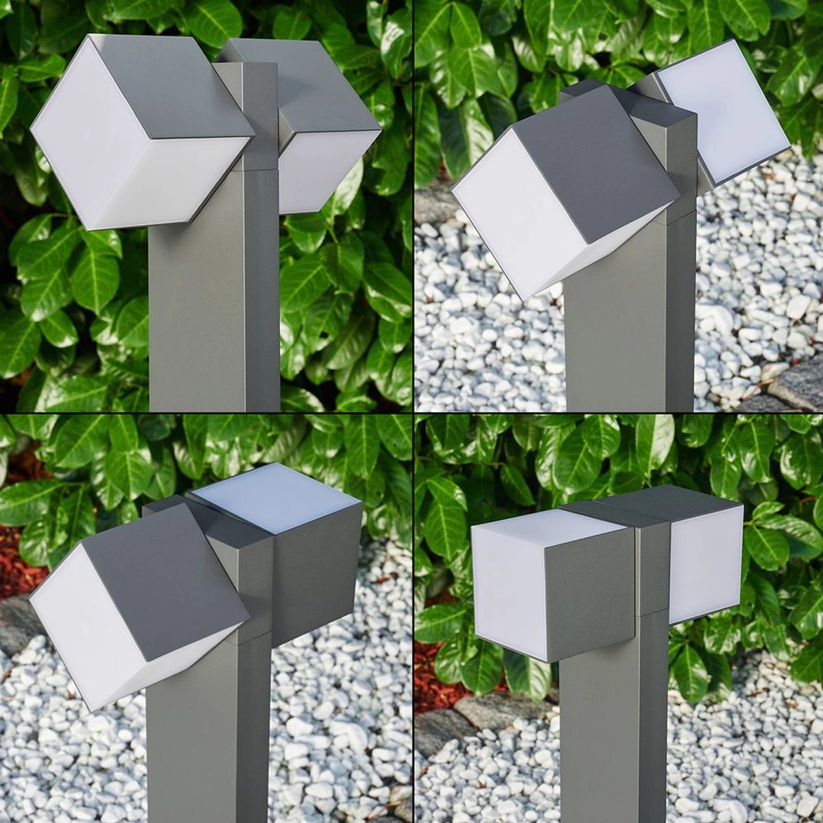 CGC MORGAN Dark Grey Double Cube LED Outdoor Post Light