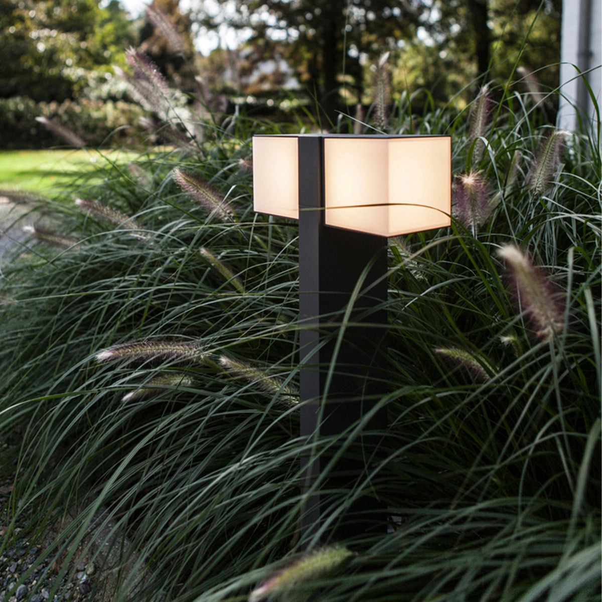 CGC MORGAN Dark Grey Double Cube LED Outdoor Post Light