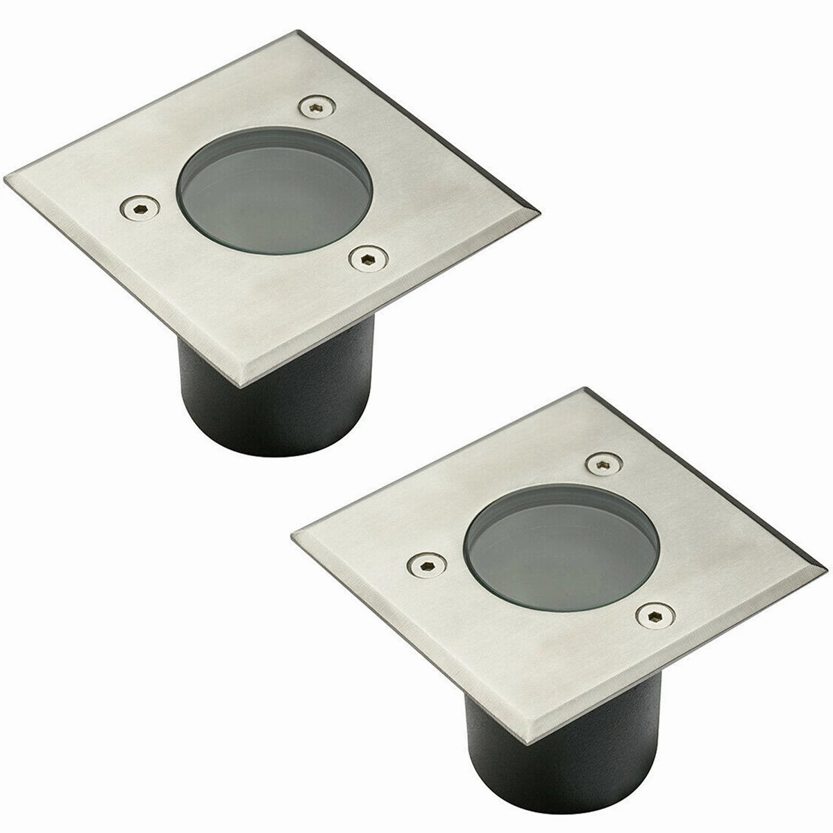 CGC MYAH Two Square Small Stainless Steel Inground Or Decking LightsSolar deck post cap lights