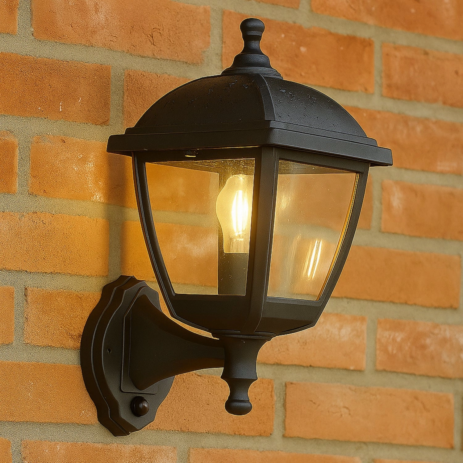 CGC MYRA Large Black Outdoor Wall Lantern Light PIR Motion Sensor with Clear Diffuser IP44 Polycarbonate CoastalMotion activated driveway security lights