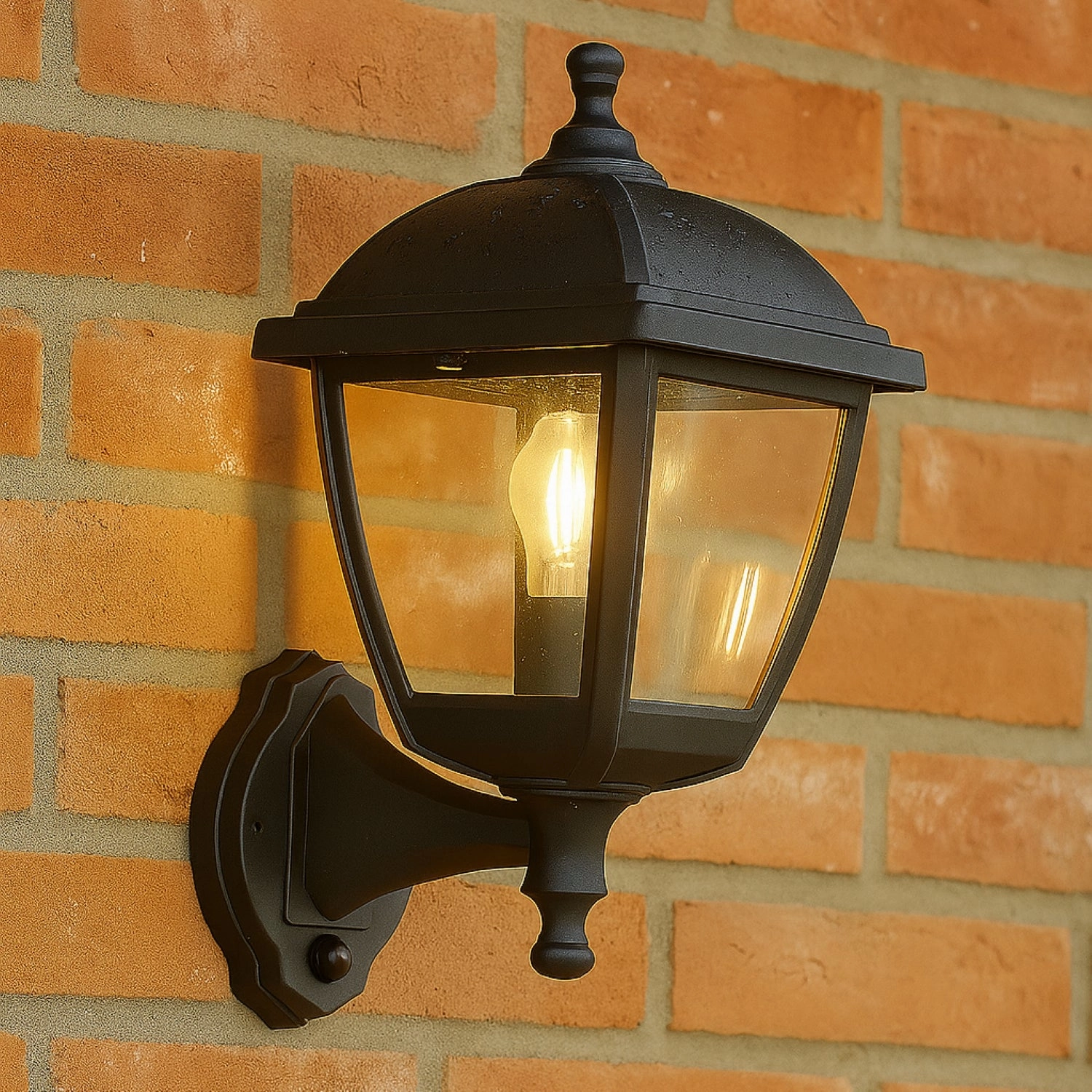 CGC MYRA Large Black Outdoor Wall Lantern Light PIR Motion Sensor with Clear Diffuser IP44 Polycarbonate CoastalWeatherproof outdoor chandelier
