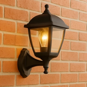 CGC MYRA Large Black Outdoor Wall Lantern Light with Clear Diffuser IP44 Polycarbonate CoastalWeatherproof outdoor chandelier