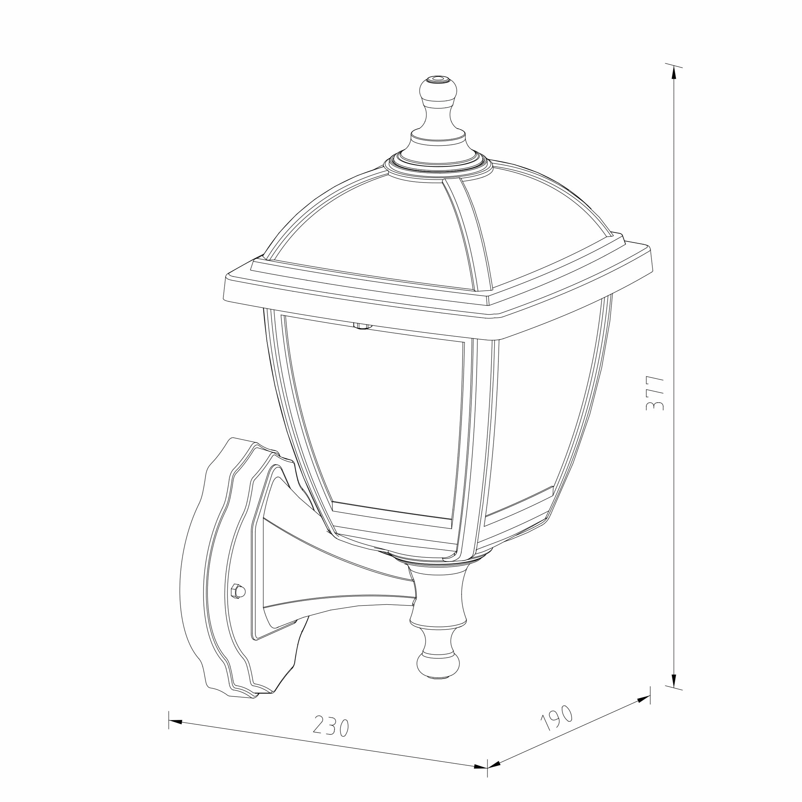 CGC MYRA Large Black Outdoor Wall Lantern Light with Clear Diffuser IP44 Polycarbonate Coastal
