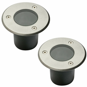 CGC NOLA Two Round Small Stainless Steel Inground Or Decking LightsSolar deck post cap lights