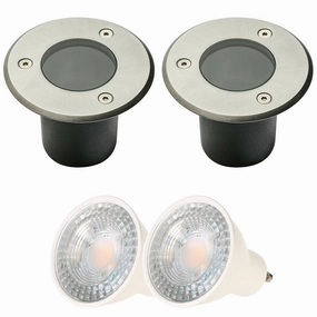 CGC NOLA Two Round Small With Bulbs Stainless Steel Inground Or Decking LightsMotion activated driveway security lights