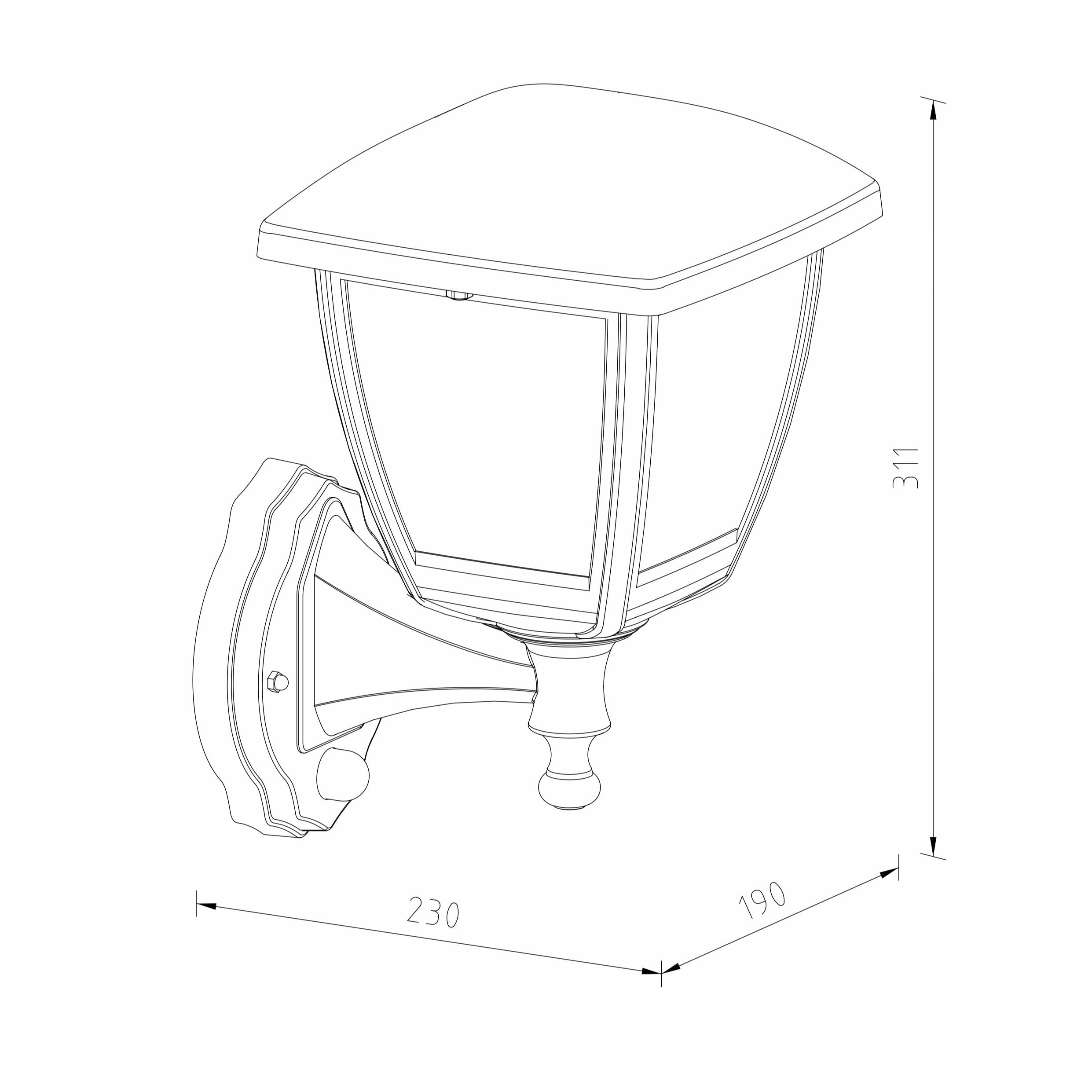 CGC NOVA Large Black Outdoor Wall Lantern Light PIR Motion Sensor with Clear Diffuser IP44 Polycarbonate Coastal
