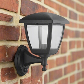 CGC NOVA Large Black Outdoor Wall Lantern Light PIR Motion Sensor with Clear Diffuser IP44 Polycarbonate CoastalWeatherproof outdoor chandelier