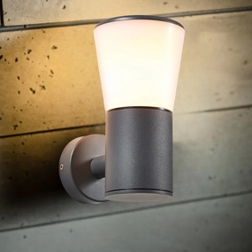 CGC OTIS Anthracite Dark Grey Outdoor Wall Light Lantern Opal Diffuser E27 IP44Outdoor wall sconces with motion sensor
