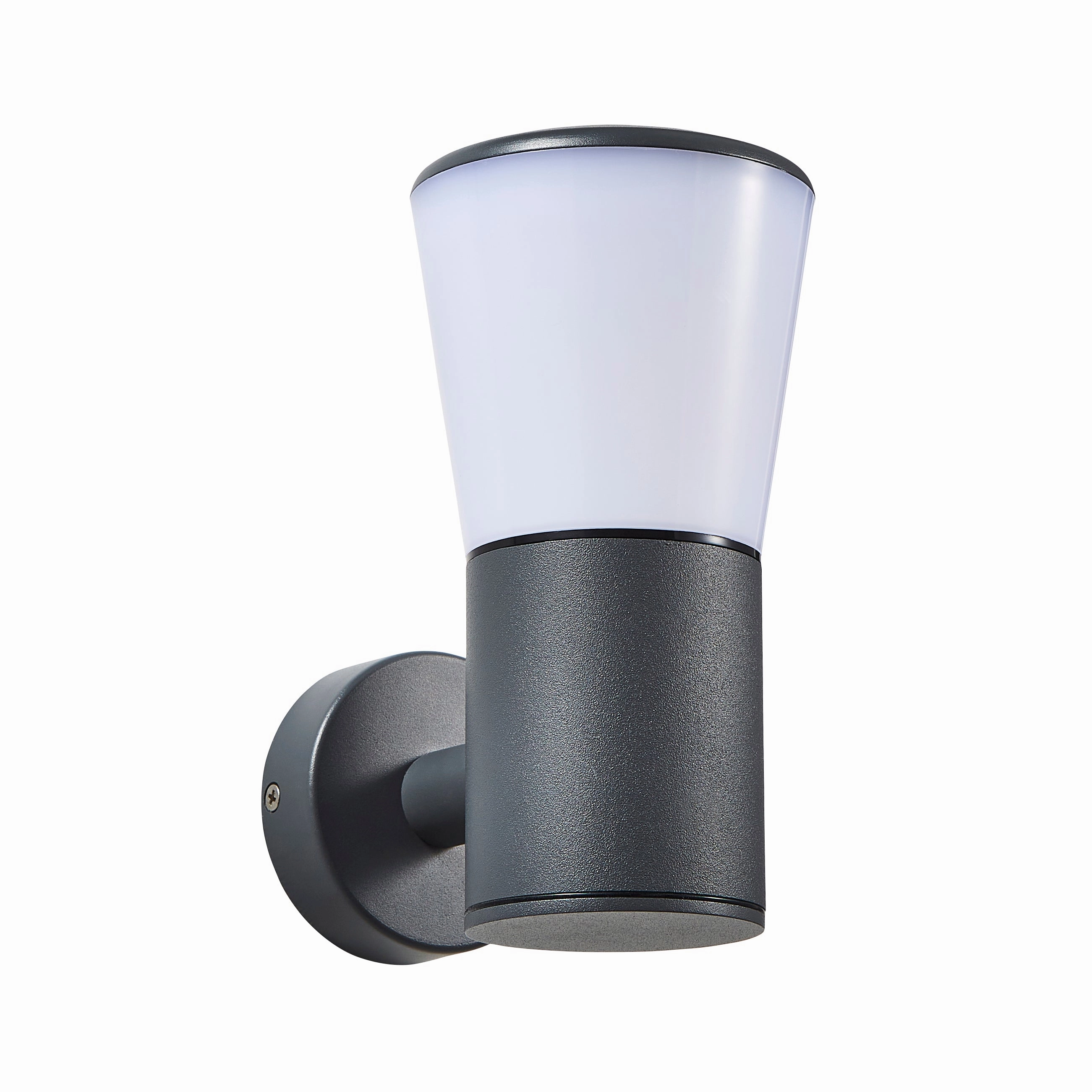 CGC OTIS Anthracite Dark Grey Outdoor Wall Light Lantern Opal Diffuser E27 IP44