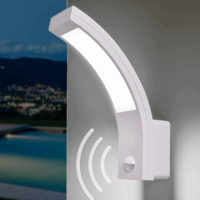CGC PARIS White LED Curved Outdoor Wall Light With Motion SensorOutdoor wall sconces with motion sensor