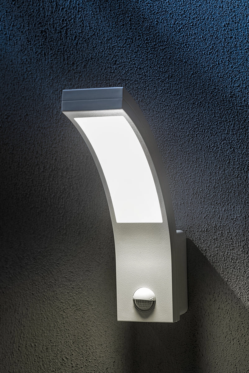 CGC PARIS White LED Curved Outdoor Wall Light With Motion Sensor