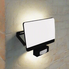 CGC PARRY 50W LED PIR Motion Sensor Floodlight Black Body with Full Front White Opal Diffuser 4500lm 4000kOutdoor wall sconces with motion sensor