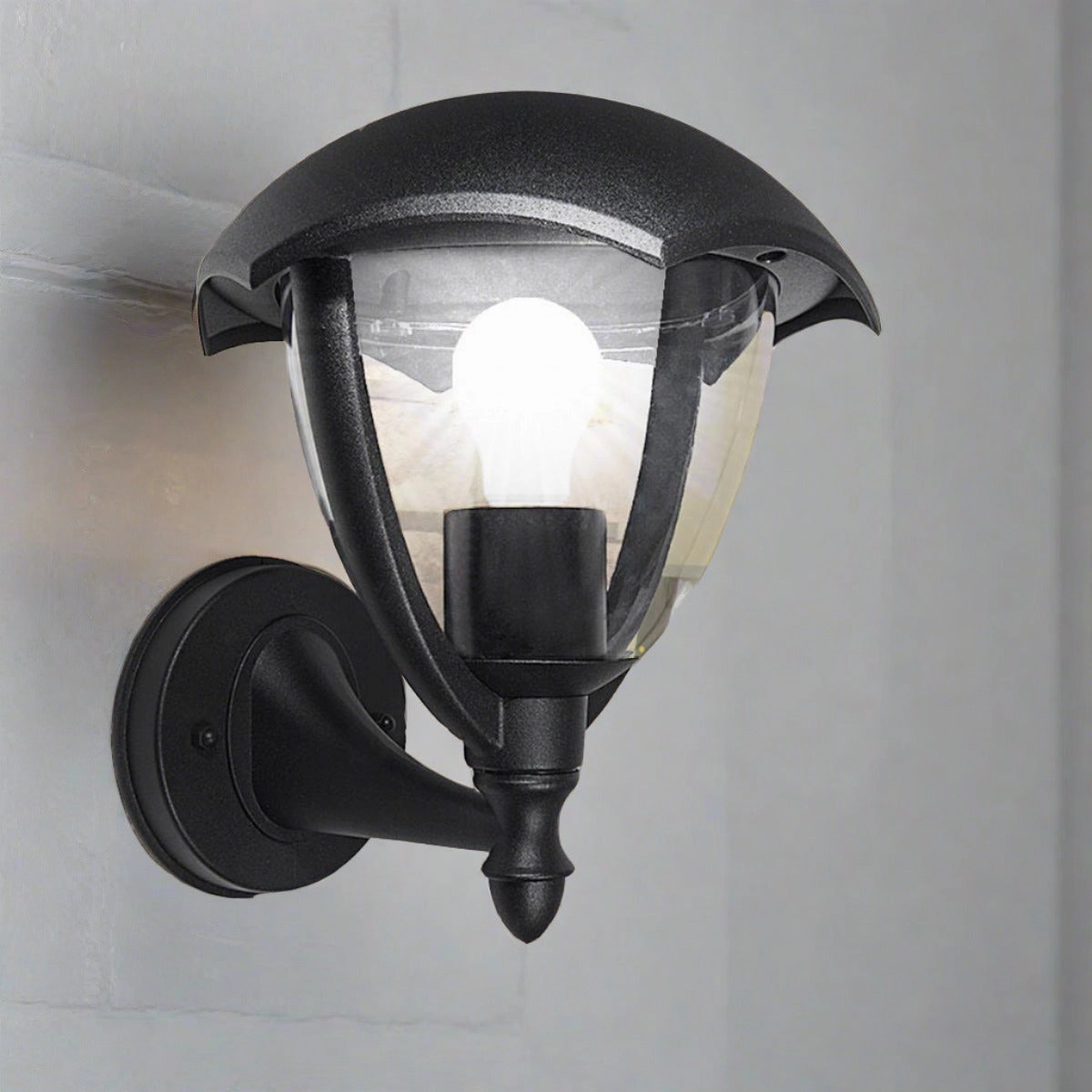 CGC POPPY Black Curved Coach Lantern Up LightMotion activated driveway security lights