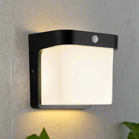 CGC RHEA Black Cube PIR Motion Sensor LED Outdoor Wall Light 4000k Natural White Integrated LED IP65Outdoor wall sconces with motion sensor