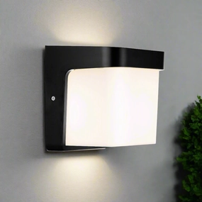 CGC RHEA Black LED Outdoor Wall Light Cube with Opal Diffuser IP65 Polycarbonate Coastal 4000KOutdoor wall sconces with motion sensor