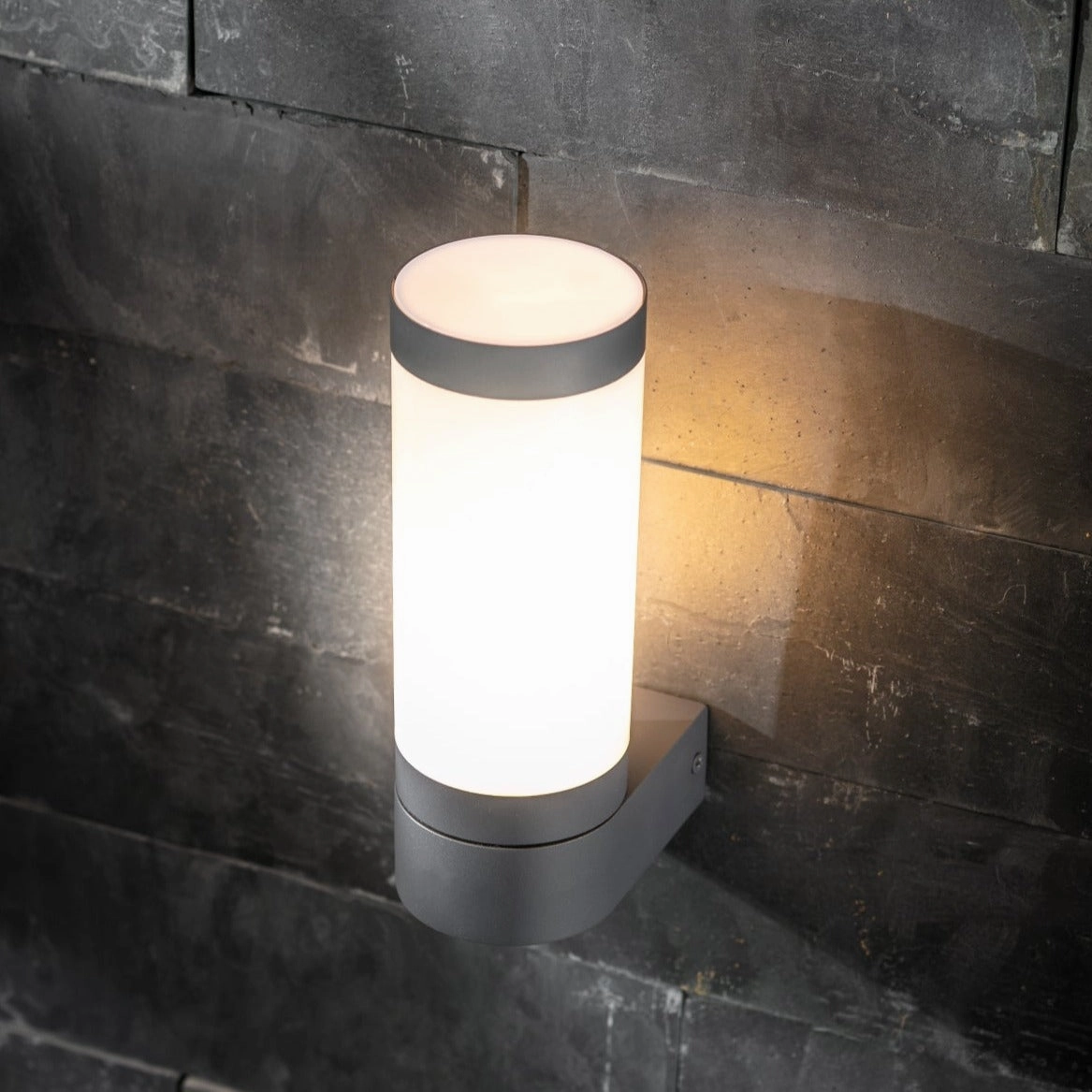 CGC ROME Anthracite Dark Grey E27 Outdoor Wall Light Opal Diffuser IP44