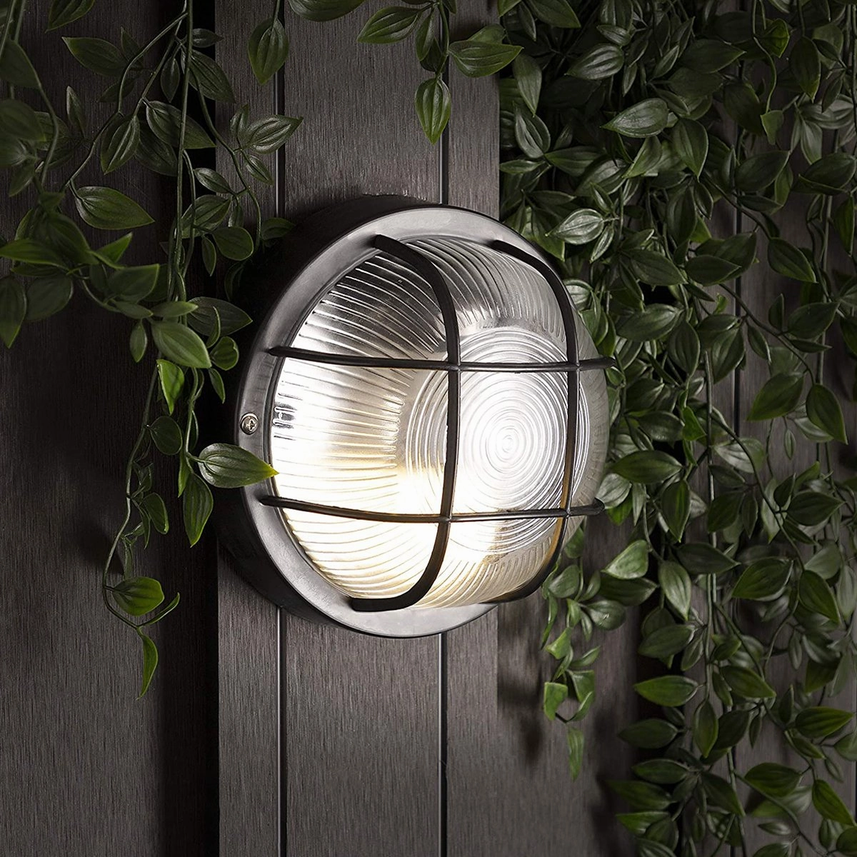 CGC RONNIE Black Cage Round Bulkhead LightOutdoor wall sconces with motion sensor