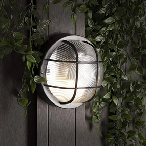 CGC RONNIE Black Cage Round Bulkhead LightOutdoor wall sconces with motion sensor