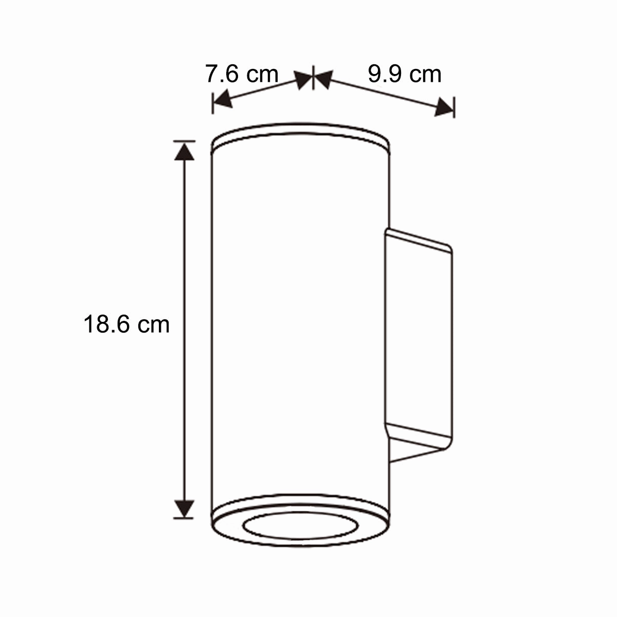 CGC SHERRI Black Cylinder Outdoor Up and Down Wall Light