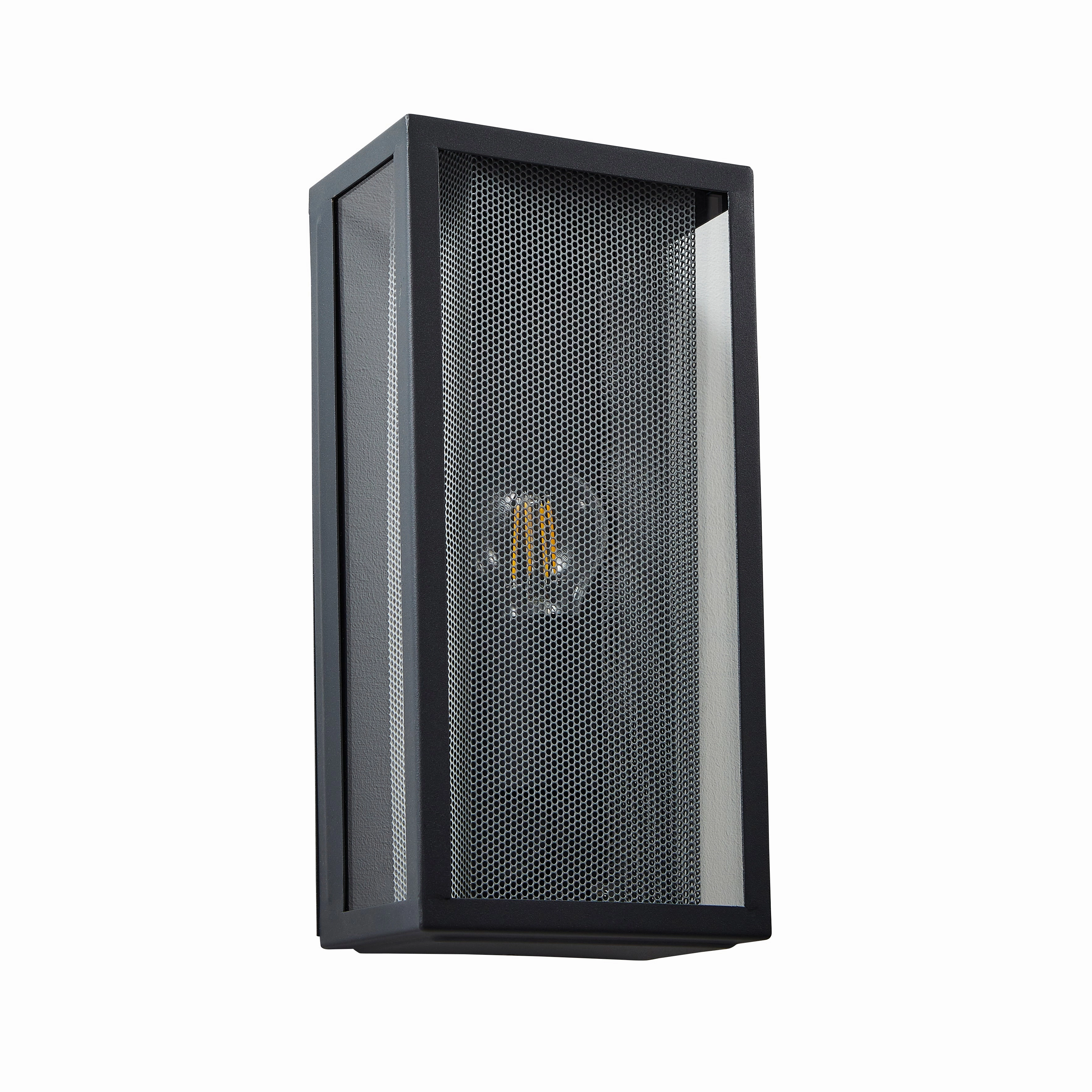 CGC SILAS Anthracite Dark Grey Outdoor Box Lantern Wall Light with Silver Mesh Insert IP44 E27