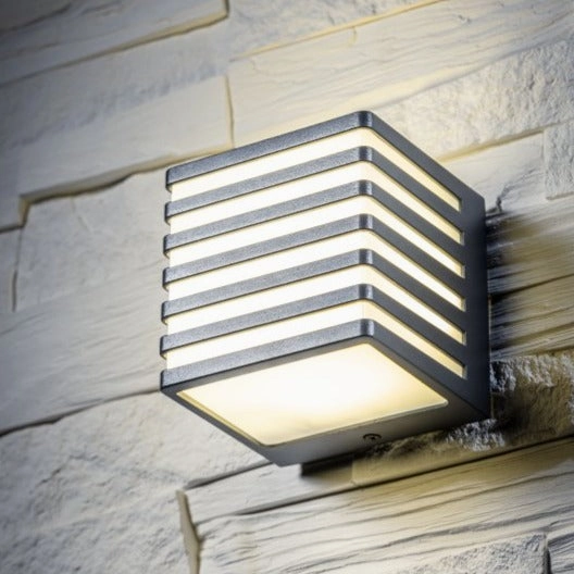 CGC SIROLO Anthracite Grey Square LED Outdoor Cube Wall Light Decorative Grill 4000k IP54 10W 1000lmOutdoor wall sconces with motion sensor