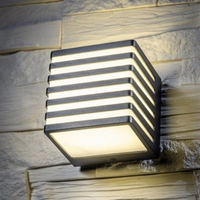 CGC SIROLO Black Square LED Outdoor Cube Wall Light Decorative Grill 4000k IP54 10W 1000lmOutdoor wall sconces with motion sensor