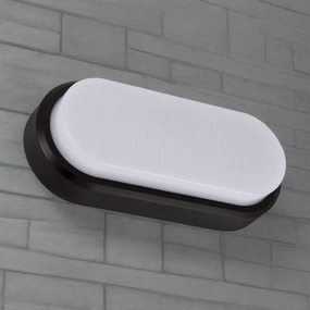 CGC SONNY Black Opal Oval Outdoor Wall Light Bulkhead 18WOutdoor wall sconces with motion sensor