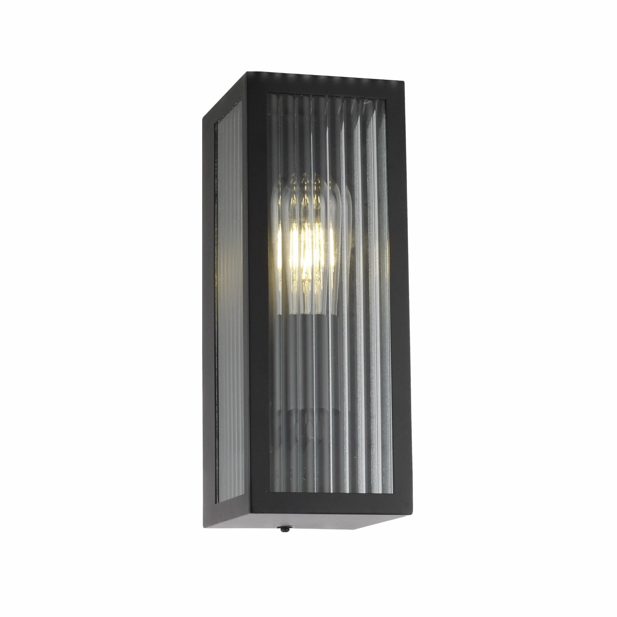CGC STELLA Bevelled Glass Black E27 Outdoor Box Wall Light