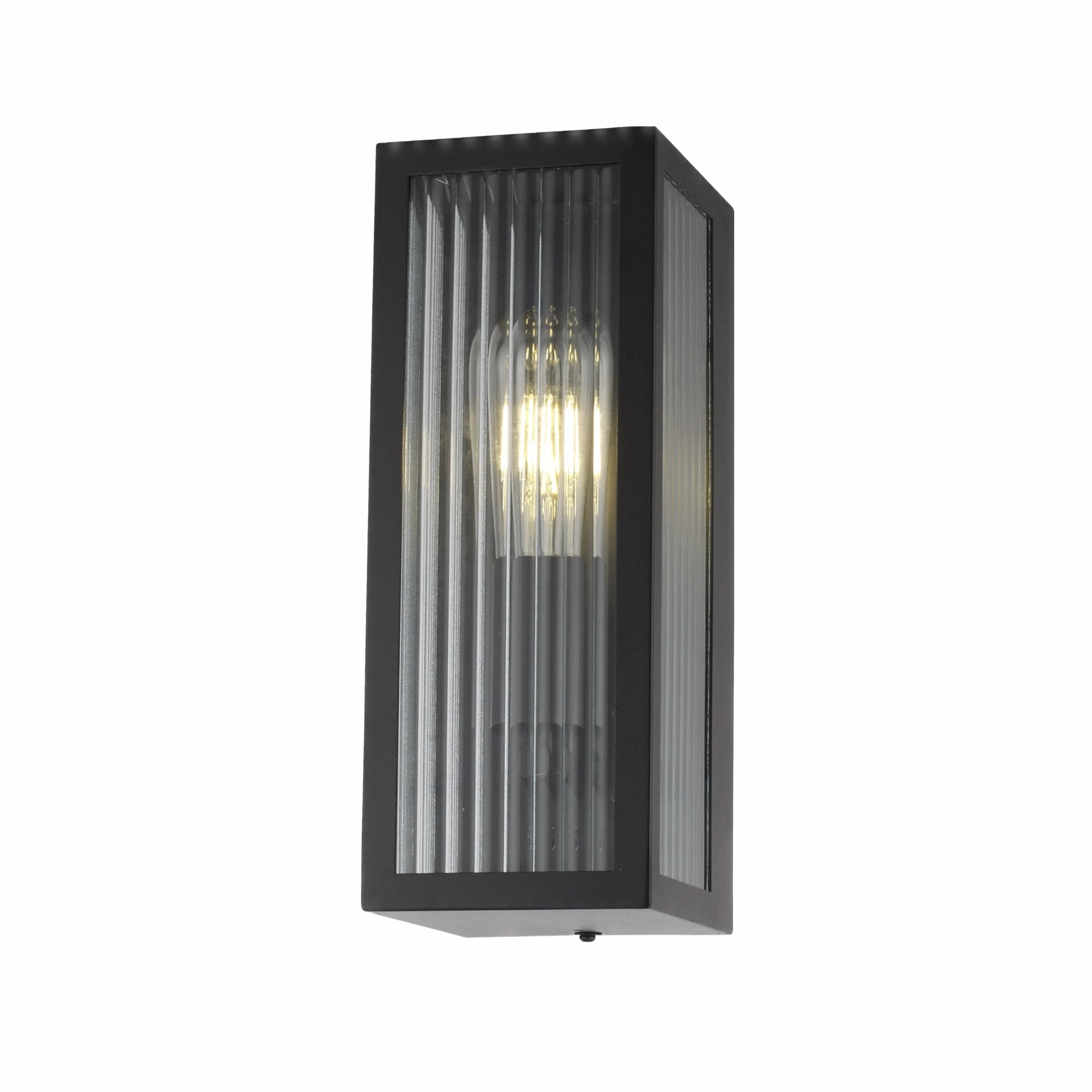 CGC STELLA Bevelled Glass Black E27 Outdoor Box Wall Light