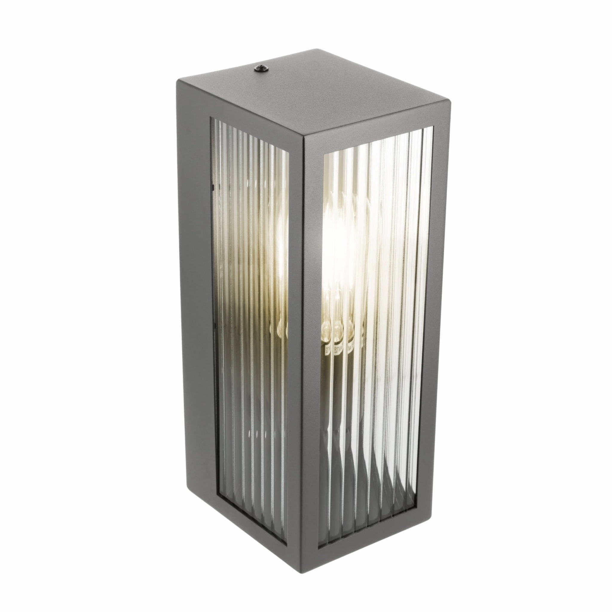 CGC STELLA Bevelled Glass Black E27 Outdoor Box Wall Light