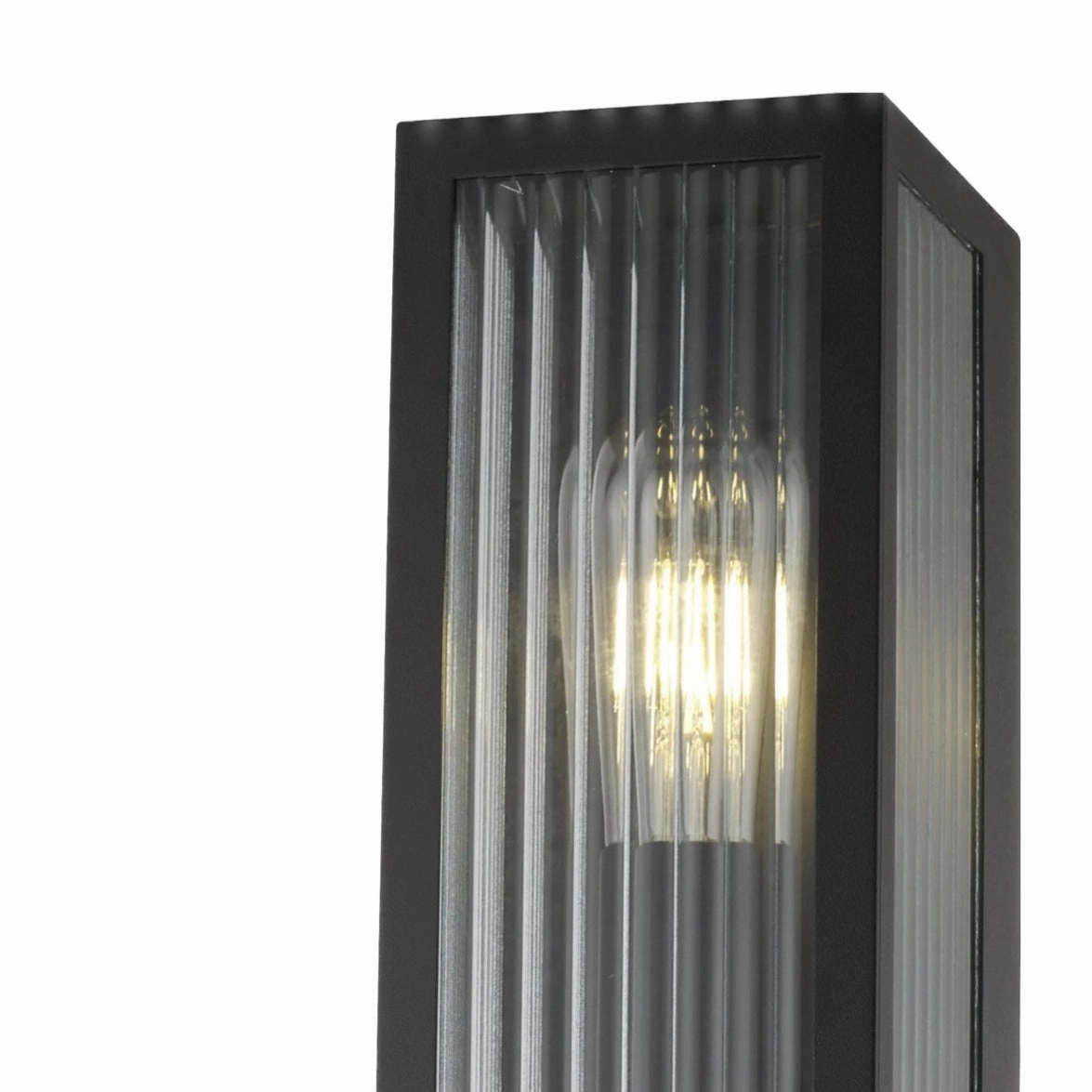CGC STELLA Bevelled Glass Black E27 Outdoor Box Wall Light