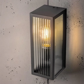 CGC STELLA Bevelled Glass Black E27 Outdoor Box Wall LightWeatherproof outdoor lighting