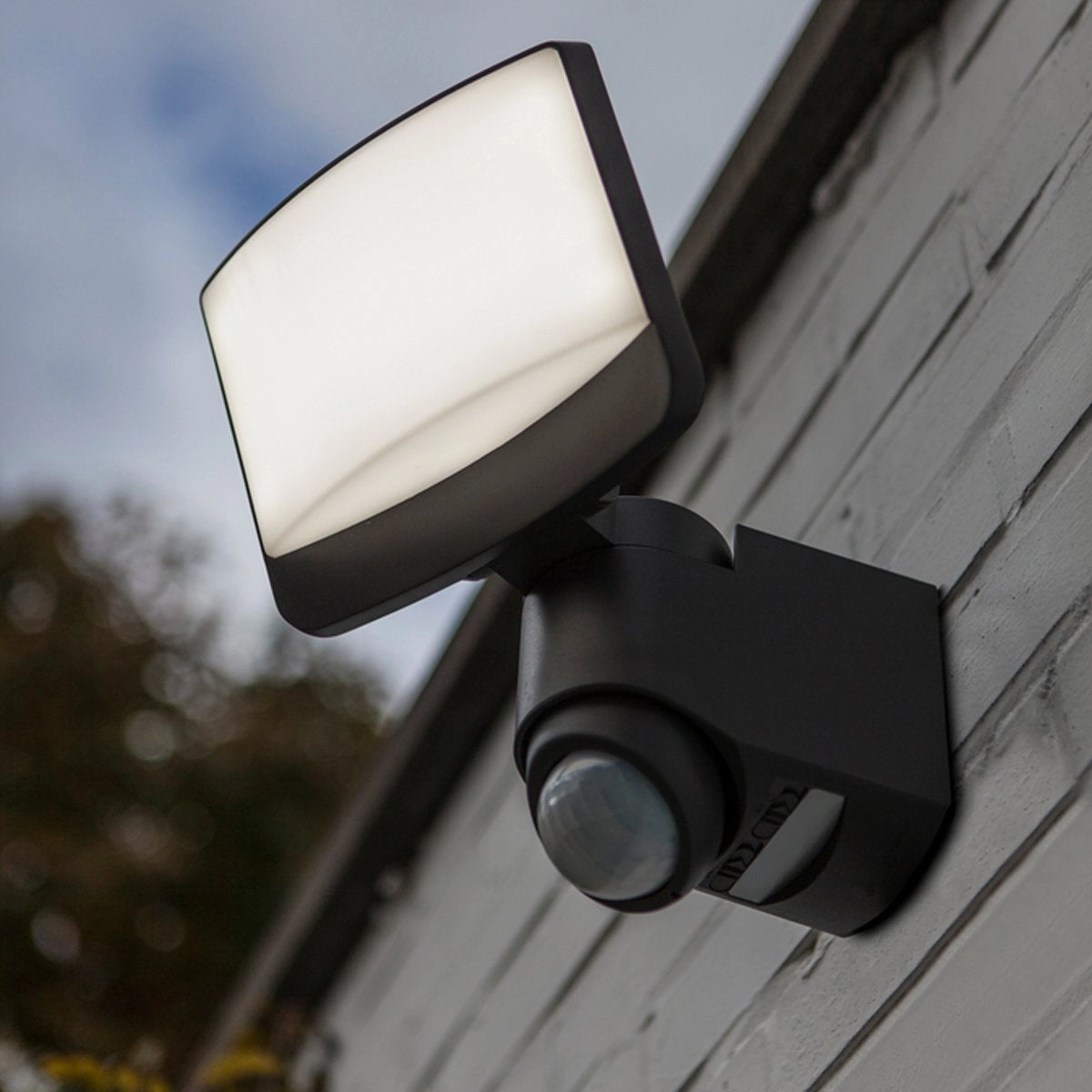 CGC SUNSHINE Grey Medium LED Flood Light With Motion SensorOutdoor wall sconces with motion sensor